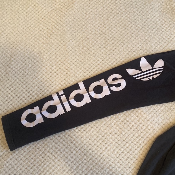 Adidas Black Linear Logo Leggings - Picture 4 of 8